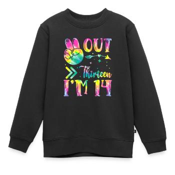 Frieden Aus Dreizehn Ich Bin 14 | Krawatte Färben - Kinder Premium Organic Sweatshirt - Schwarz - Vorne - AI Model Kid Female (0cm)