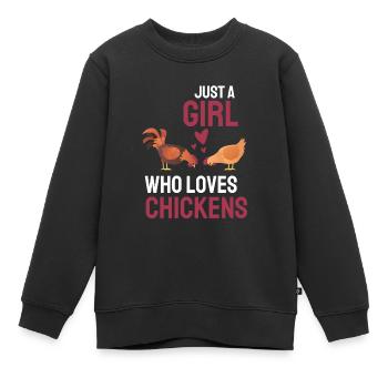 Fille Poulets Agriculteur Cadeau Ferme Animal Poulet - Sweat Premium enfant bio - noir - Devant - AI Model Kid Female (0cm)
