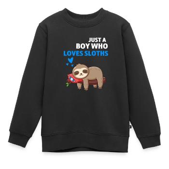 Tropisches Tier Jungen Geschenk Faultier - Kinder Premium Organic Sweatshirt - Schwarz - Vorne - AI Model Kid Female (0cm)
