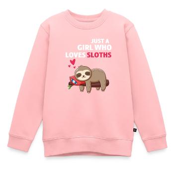 Tropisches Zoo Tier Mädchen Geschenk Faultier - Kinder Premium Organic Sweatshirt - Rosa - Vorne - AI Model Kid Female (0cm)