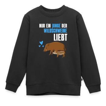 Nur ein Junge der Wildschweine liebt Wildschwein - Kinder Premium Organic Sweatshirt - Schwarz - Vorne - AI Model Kid Female (0cm)