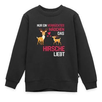 Hirsch Mädchen Wald Tier Rotwild Geschenk Hirsch - Kinder Premium Organic Sweatshirt - Schwarz - Vorne - AI Model Kid Female (0cm)