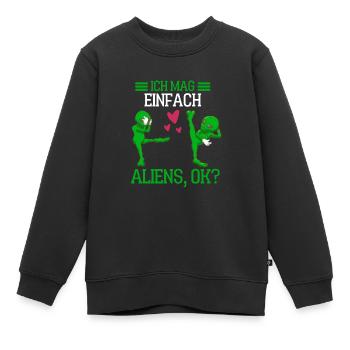 Science Fiction Geschenk Lustiges Alien - Kinder Premium Organic Sweatshirt - Schwarz - Vorne - AI Model Kid Female (0cm)