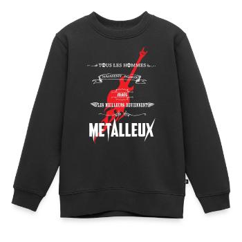 metalleux - Sweat Premium enfant bio - noir - Devant - AI Model Kid Female (0cm)