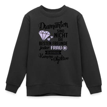 Fotografin: Diamanten? ich will Kamera & Objektive - Kinder Premium Organic Sweatshirt - Schwarz - Vorne - AI Model Kid Female (0cm)