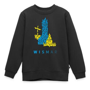 Wismar Dreiecksillustration blaugelb - Kinder Premium Organic Sweatshirt - Schwarz - Vorne - AI Model Kid Female (0cm)