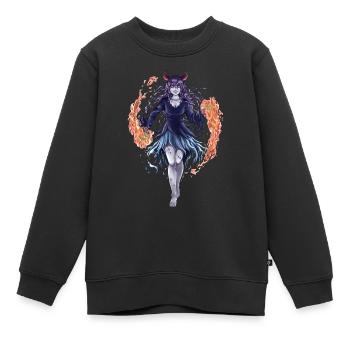 Fire Demon - Kinder Premium Organic Sweatshirt - Schwarz - Vorne - AI Model Kid Female (0cm)