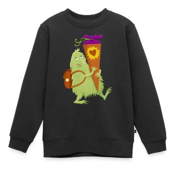 Monster mit Schultüte - Kinder Premium Organic Sweatshirt - Schwarz - Vorne - AI Model Kid Female (0cm)
