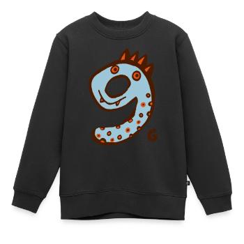 light blue monster nine - Kids Premium Organic Sweatshirt - black - Front - AI Model Kid Female (0cm)
