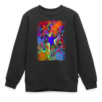 flower power psychédélique - Sweat Premium enfant bio - noir - Devant - AI Model Kid Female (0cm)