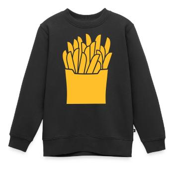 Pommes - Kinder Premium Organic Sweatshirt - Schwarz - Vorne - AI Model Kid Female (0cm)