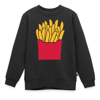 Pommes - Kinder Premium Organic Sweatshirt - Schwarz - Vorne - AI Model Kid Female (0cm)
