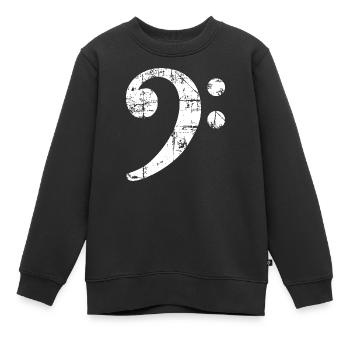 Bass Clef Symbol Vintage Music Design (Blanc) - Sweat Premium enfant bio - noir - Devant - AI Model Kid Female (0cm)
