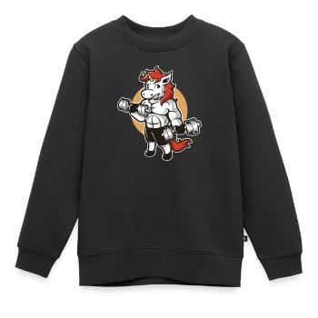 Unicorn Muscular Hanteln - Kinder Premium Organic Sweatshirt - Schwarz - Vorne - AI Model Kid Female (0cm)