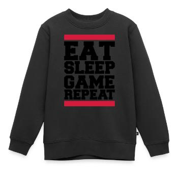 eat sleep game repeat - Kinder Premium Organic Sweatshirt - Schwarz - Vorne - AI Model Kid Female (0cm)