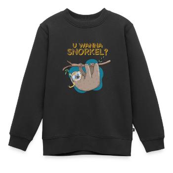 Paresseux doux avec tuba et lunettes de plongée - Sweat Premium enfant bio - noir - Devant - AI Model Kid Female (0cm)