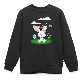 Hase Häschen Kaninchen Kinder - Kinder Premium Organic Sweatshirt - Schwarz - Vorne - AI Model Kid Female (0cm)