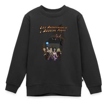Les Aventuriers de l'Ardèche Perdue - Sweat Premium enfant bio - noir - Devant - AI Model Kid Female (0cm)