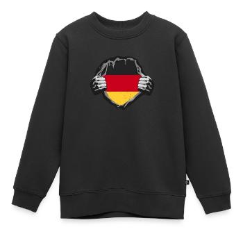 Deutschland Stolz Brust Deutschlandflagge - Kinder Premium Organic Sweatshirt - Schwarz - Vorne - AI Model Kid Female (0cm)
