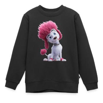 100% Wolf Freddy streckt Zunge raus - Kinder Premium Organic Sweatshirt - Schwarz - Vorne - AI Model Kid Female (0cm)
