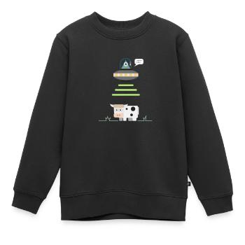 Alien abducting Cow - Kinder Premium Organic Sweatshirt - Schwarz - Vorne - AI Model Kid Female (0cm)