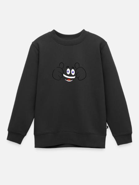 Smilie Tshirt with Two Likes and Blue Eyes - Kids Premium Organic Sweatshirt - black