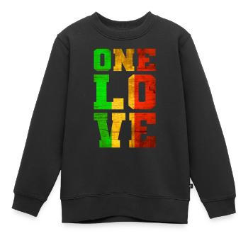ONE LOVE Reggae Musik - Kinder Premium Organic Sweatshirt - Schwarz - Vorne - AI Model Kid Female (0cm)