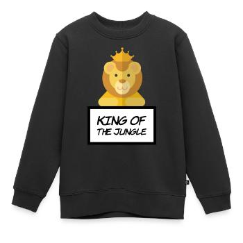 King of the jungle - König des Jungles Löwe Lion - Kinder Premium Organic Sweatshirt - Schwarz - Vorne - AI Model Kid Female (0cm)