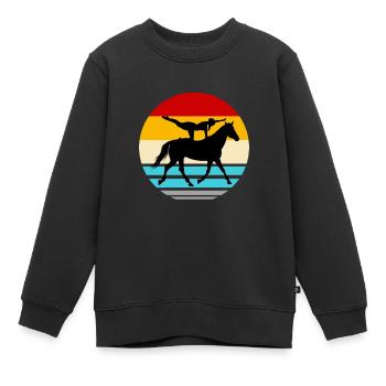 Voltigieren Pferd reiten Reiter Turnen Akrobatik - Kinder Premium Organic Sweatshirt - Schwarz - Vorne - AI Model Kid Female (0cm)