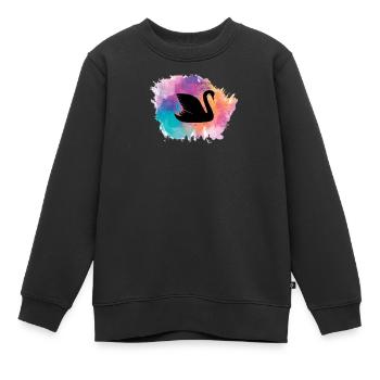 cygne oiseau oiseau d’eau cygne animaux étang étang - Sweat Premium enfant bio - noir - Devant - AI Model Kid Female (0cm)