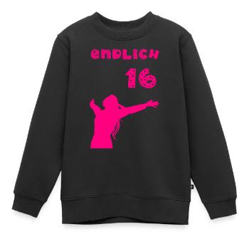 endlich 16 - Kinder Premium Organic Sweatshirt - Schwarz - Vorne - AI Model Kid Female (0cm)