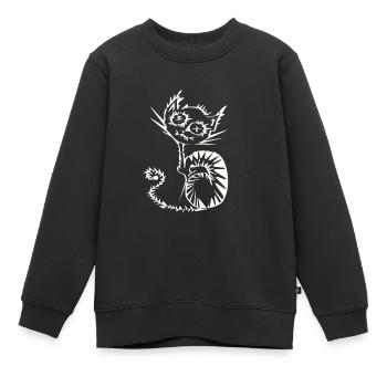 Lucide Chat (sombre) - Sweat Premium enfant bio - noir - Devant - AI Model Kid Female (0cm)