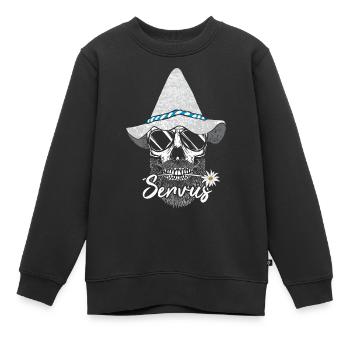 Servus Bayern Bayrisch Totenkopf - Kinder Premium Organic Sweatshirt - Schwarz - Vorne - AI Model Kid Female (0cm)