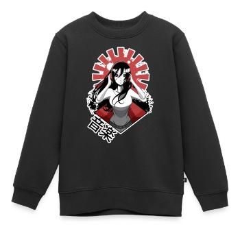 Ein Mädchen, das Musik hört - Kinder Premium Organic Sweatshirt - Schwarz - Vorne - AI Model Kid Female (0cm)