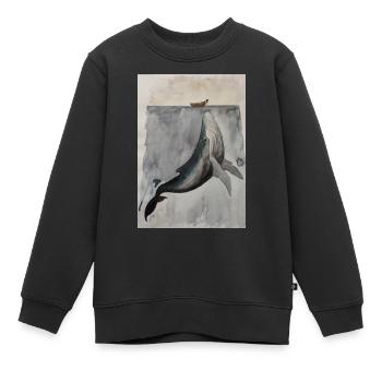 Rencontre avec les baleines - Sweat Premium enfant bio - noir - Devant - AI Model Kid Female (0cm)