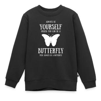 schmetterling falter flügel insekten - Kinder Premium Organic Sweatshirt - Schwarz - Vorne - AI Model Kid Female (0cm)