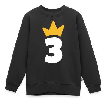 Drei Krone 3 Jahre Kinder Geburtstag - Kinder Premium Organic Sweatshirt - Schwarz - Vorne - AI Model Kid Female (0cm)