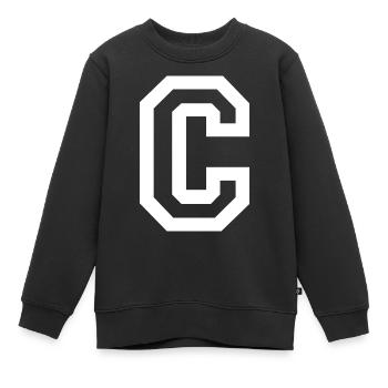 Lettre C - Sweat Premium enfant bio - noir - Devant - AI Model Kid Female (0cm)