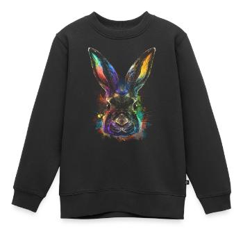 Lapin coloré Lapin Visage Rammler Lapin Lapin Élevage - Sweat Premium enfant bio - noir - Devant - AI Model Kid Female (0cm)