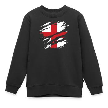 England - Nationalfahne, Kratzer, Risse - Kinder Premium Organic Sweatshirt - Schwarz - Vorne - AI Model Kid Female (0cm)