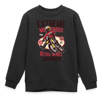 MOTOCROSS RETRO REBEL SUPER MOTO ENDURO DIRT MOTIV - Kinder Premium Organic Sweatshirt - Schwarz - Vorne - AI Model Kid Female (0cm)