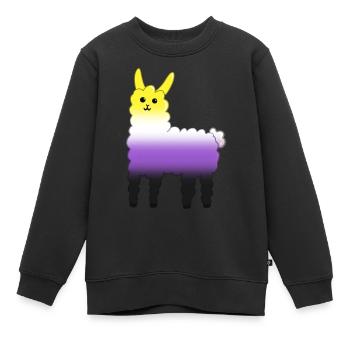 Llama Non binaire - Sweat Premium enfant bio - noir - Devant - AI Model Kid Female (0cm)
