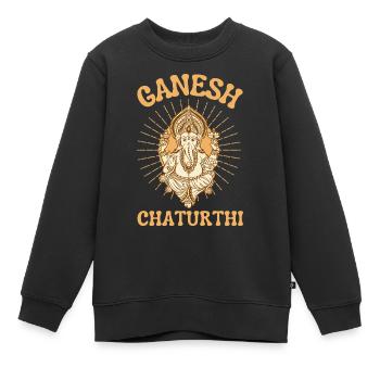 Ganesh Chaturthi Hidouisme - Sweat Premium enfant bio - noir - Devant - AI Model Kid Female (0cm)