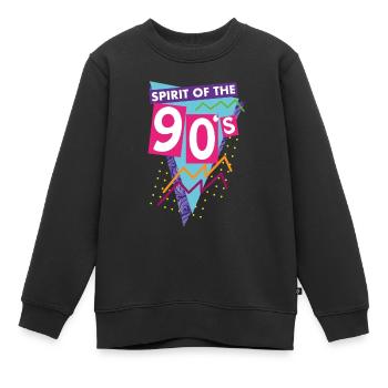des années quatre-vingt-dix ou 90 dans les couleurs violettes - Sweat Premium enfant bio - noir - Devant - AI Model Kid Female (0cm)