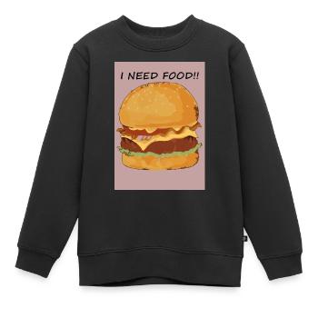 I need food - Kinder Premium Organic Sweatshirt - Schwarz - Vorne - AI Model Kid Female (0cm)