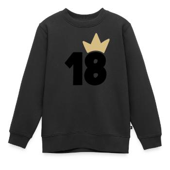 18 Krone Nummer 18 - Kinder Premium Organic Sweatshirt - Schwarz - Vorne - AI Model Kid Female (0cm)