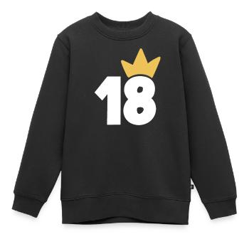 18 Krone Nummer 18 - Kinder Premium Organic Sweatshirt - Schwarz - Vorne - AI Model Kid Female (0cm)