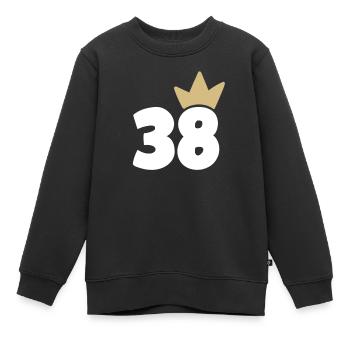 38 Krone Nummer 38 - Kinder Premium Organic Sweatshirt - Schwarz - Vorne - AI Model Kid Female (0cm)