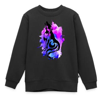 loup encre - Sweat Premium enfant bio - noir - Devant - AI Model Kid Female (0cm)