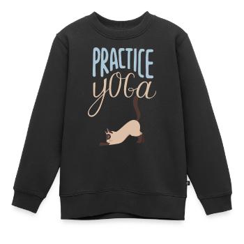 Practice Yoga - Chat - Kids Premium Organic Sweatshirt - black - Front - AI Model Kid Female (0cm)